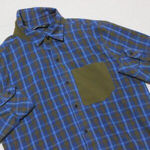 Men's Arcteryx Bernal S Plaid Shirt Blue Multicolor Snap Front Long Sleeve